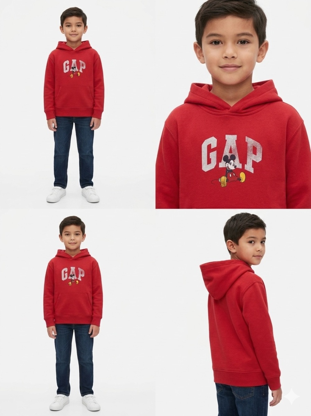 GAP Disney Hoodie Mickey Graphic Youth Unisex Medium 8/9 Years Red Sweatshirt
